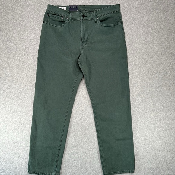 Gap Chino Pants Mens 34x30 Straight Leg Green Twill 5 Pocket GapStretch New - Picture 1 of 7